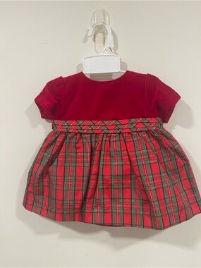 b.t. kids Red Baby Dress with Festive Plaid Skirt